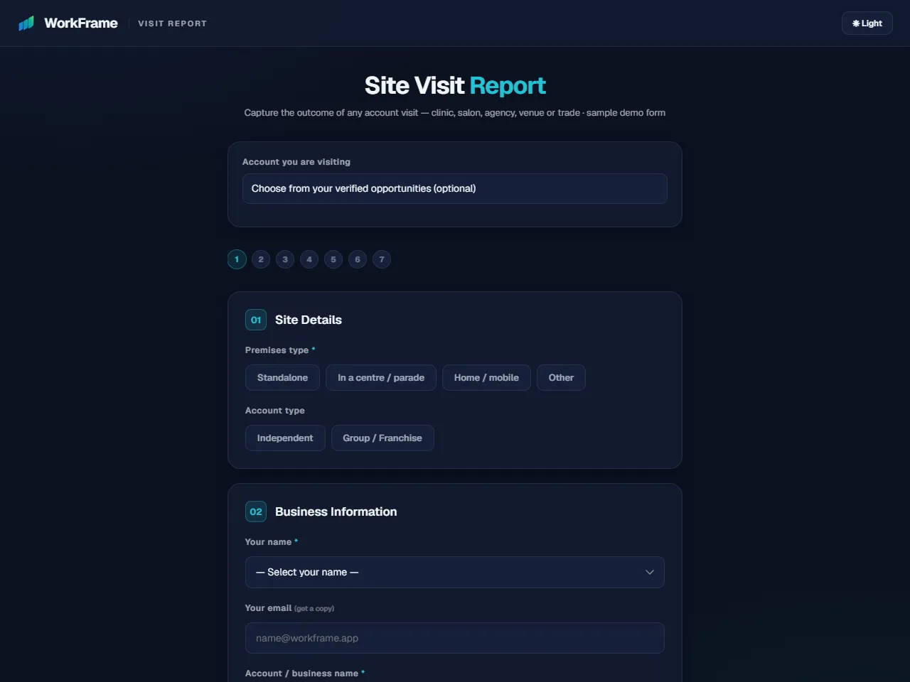 The WorkFrame Visit Report